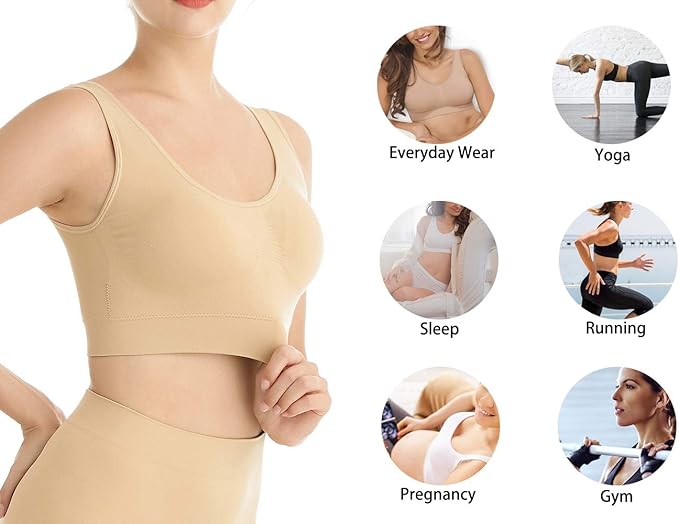 Sujetador Deportivo | Sin costuras | Beige | S/M | Para Mujer