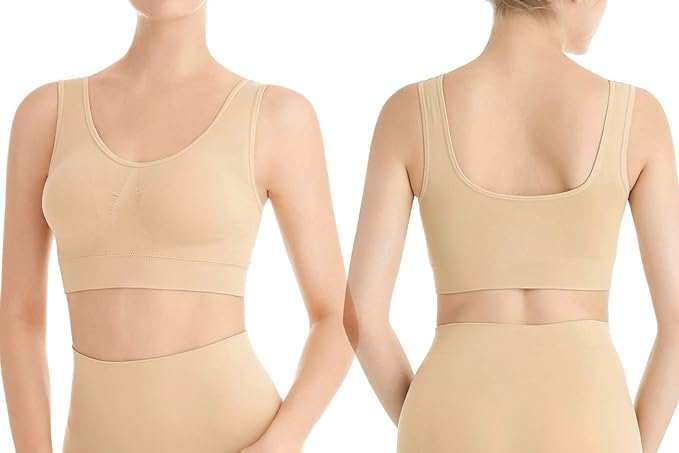 Sujetador Deportivo | Sin costuras | Beige | S/M | Para Mujer