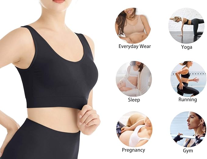 Sujetador Deportivo | Sin costuras | Negro | S/M | Para Mujer